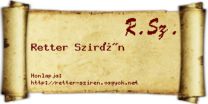 Retter Szirén névjegykártya